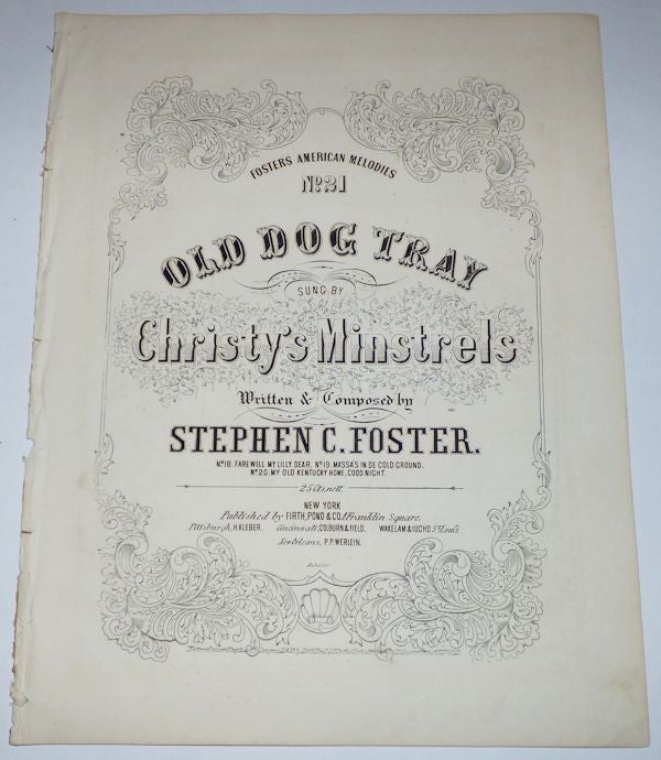Item #008435 Old Dog Tray (Sheet Music). Stephen C. Foster.