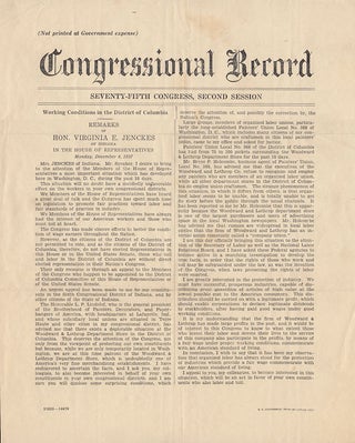 Item #008679 Working Conditions in the District of Columbia. Transcript of a speech given by the...
