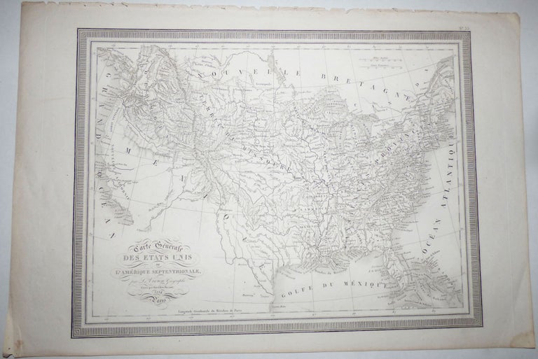 Item #008761 Carte Generale des Etats Unis de L’Amerique Septentrionale (Map No. 33 from Atlas Universel Pour servir a l'Etude De La Geographie Et De L'Histoire Anciennes et Modernes)
