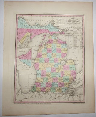 Item #008763 A New Map of Michigan with its Canals, Roads & Distances (Map No. 25 from A New...