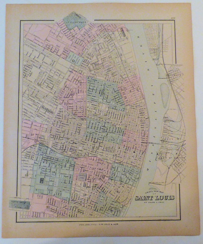 Item #008766 Gray’s New Map of Saint Louis (Map 129 from Gray’s Atlas of the United States)