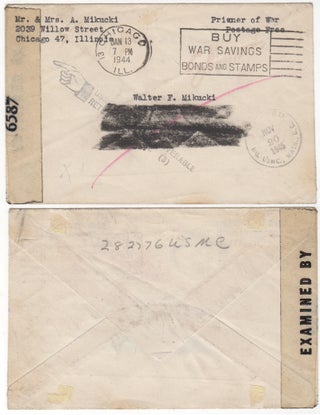 Item #008825 Returned mail sent to a World War II Marine who was captured on Corregidor and died...