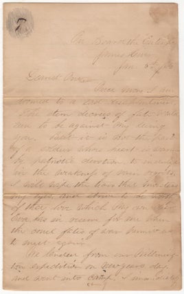 Item #008922 A love-letter from a white officer assigned to the all-African-American 25th Corps...