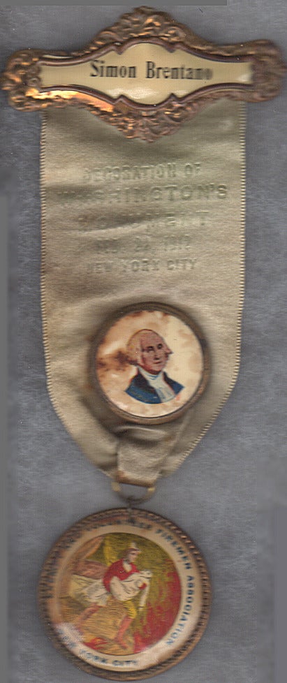 Item #008970 Simon Bretano's 1912 Washington Monument (New York City) Ceremony Volunteer Firemen Association Ribbon and Medal