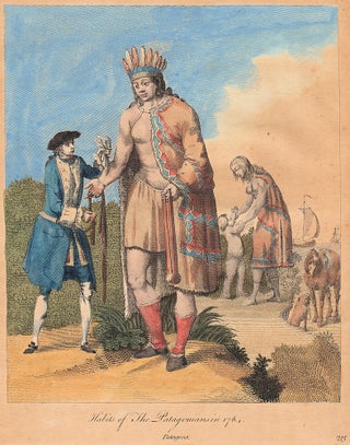 Item #008996 Hand-colored copperplate engraving of the “Habits of The Patagonians in 1764"
