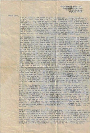 Item #009245 Psychiatric hospital letter from a schizophrenic Alaskan, who murdered his...