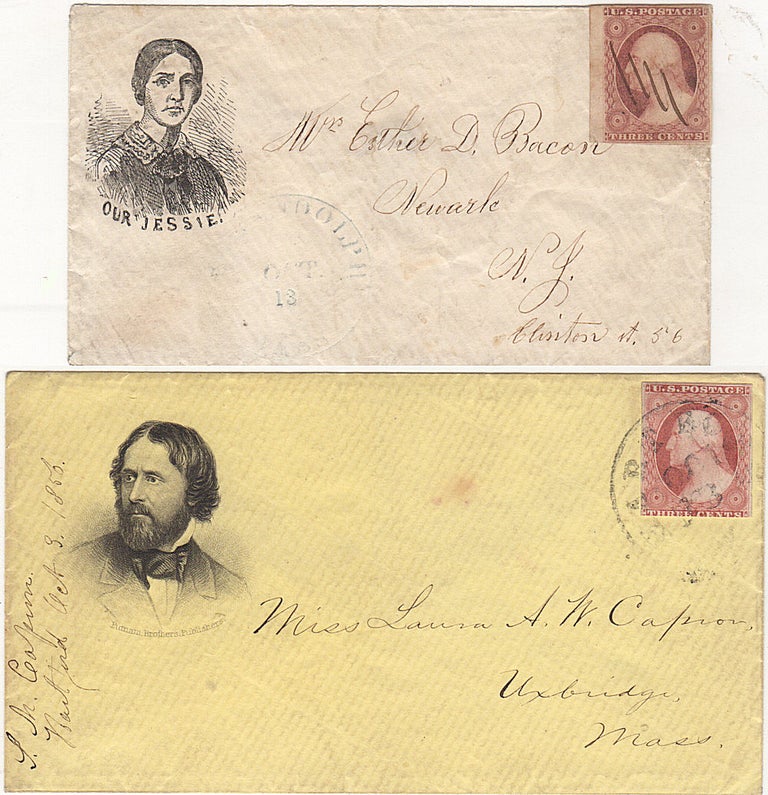 Item #009442 Two campaign advertising envelopes promoting the candidacy of the first Republican to run for President; one cover showing John Fremont and the second showing his wife, Jessie