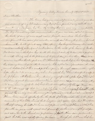 FOLLOWING AN UNSUCCESSFUL REVIVAL, A DISHEARTENED MISSIONARY PREACHER LAMENTS, “AFTER I LEFT THERE I WEPtT OVER THE LOSS OF SUCH AN OPPORTUNITY OF WINNING SOULS TO CHRIST; Letter from a Presbyterian minister in the heart of Wisconsin’s lead-mining district to the secretary of the American Home Missionary Society