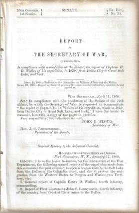 Item #009859 1860 - Congressional pamphlet detailing the expedition to find a shortcut between...