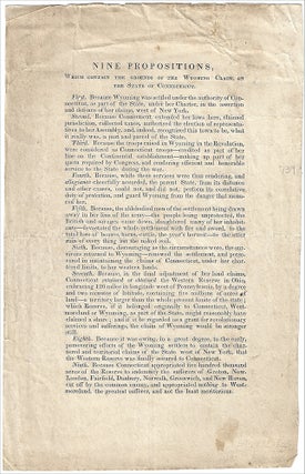 Item #009863 1790 - Broadside enumerating the reasons that Connecticut’s claim to what today is...
