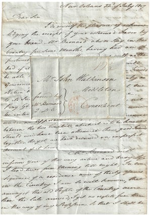 Item #009953 1807 – Letter from a renowned New Orleans surgeon, mentor of the first trained...