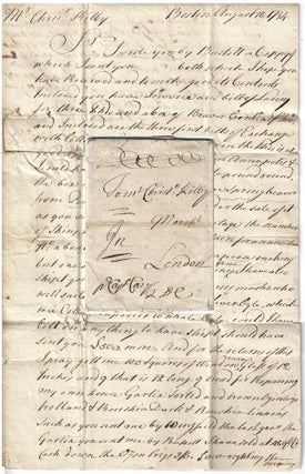 Item #009955 1735 – Letter between two prominent merchants discuss the shipping of...