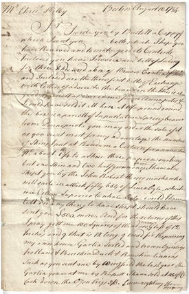 1735 – Letter between two prominent merchants discuss the shipping of “Pennopscot” beaver pelts and “Liver Oyle” from Boston to London