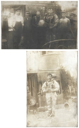Item #009956 1904 – Two cabinet card photographs of a wrecking steamer’s crew including its...