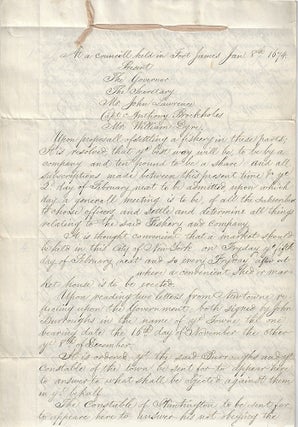 Item #009974 1674 [1846] – Official extract, taken in 1846, from Colonial Council Minutes of...