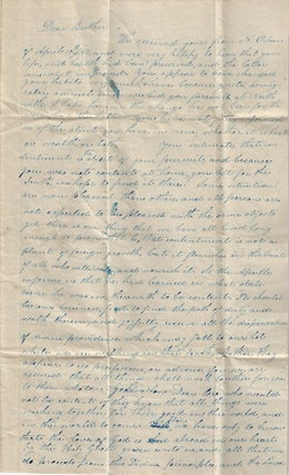 1843 – Letter from an important missionary at the Oneida Duck Creek Reservation in Wisconsin describing his effort “endeavoring to labor for the good of the Indians.”