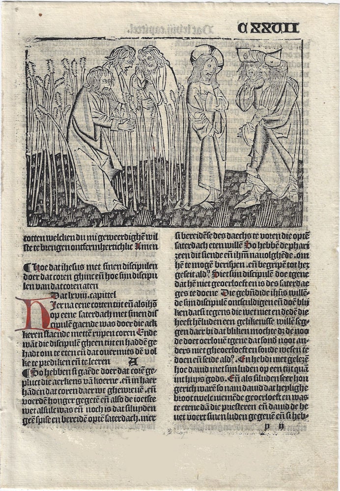 Item #010020 Incunabula leaf with woodcut from Vita Christi (Life of Christ). Ludolphus de Saxonia.