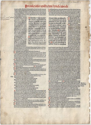 Item #010022 Leaf from Provinciale Seu Constitutiones Angllie (Principal English Treatise on...