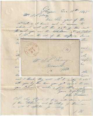 Item #010025 1845 – Letter from a wealthy Missouri landowner informing a boarding school...