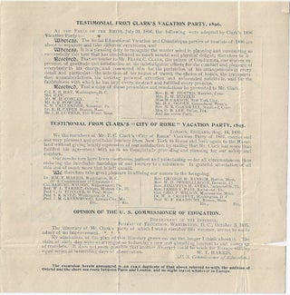 1896 – Advertising packet for Frank C. Clark’s Vacation Excursion to Europe, 1897