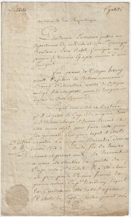 1797-1798 – Archive of documents relating to the capture of an Alexandria-based merchantman by French privateers that was one of several such incidents that led to the Quasi-War with France