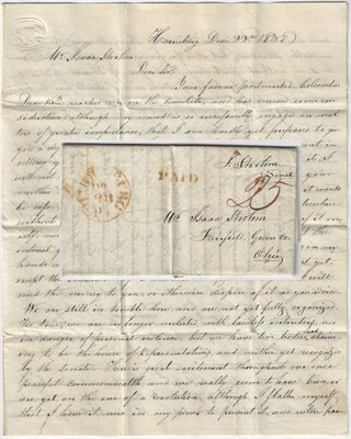 Item #010069 1838 – Letter from a Whig state Senator whose vote against his party allowed...