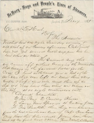 1858-1885 – Collection of letters and way bills related to the stage and steamboat transportation system developed by the father of Florida tourism