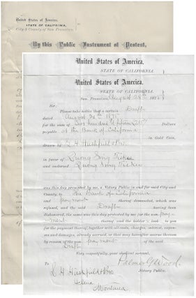 1875 – Three documents relating to bank drafts written to a Chinese man by the Jewish. Related to Quong Sing Tie.