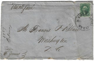 1859 – Letter on behalf of John C. Fremont forwarding an article from the San Francisco Bulletin defending his ownership of the Mariposa Ranch that was sent to the influential Washington DC journalist-politician, Francis P. Blair, from San Francisco by the poet-politician Colonel Charles James
