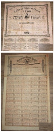Item #010112 1863-1864 – Two different $1,000 Confederate States of America Loan certificates