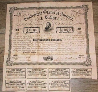 1863-1864 – Two different $1,000 Confederate States of America Loan certificates