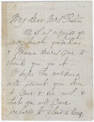 Circa 1865-1870 – Thank you letter from General Robert E. Lee’s daughter, Mildred to Mrs. Preston, probably the daughter of a former President of Washington College and wife of the founder of the Virginia Military Institute