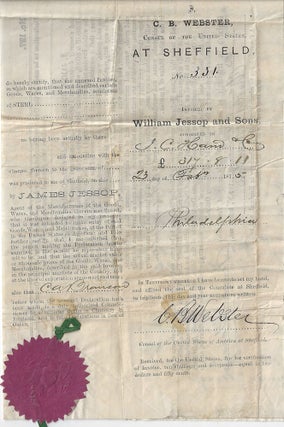 1875 – An impressive invoice from the preeminent English steelworks to a Philadelphia bed and furniture factory