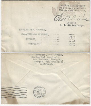 1936 – Christmas Greetings letter from the 4th Marine Regiment in Shanghai that bears two uncommon auxiliary handstamps as a result of the Pacific Coast dock strike of 1936
