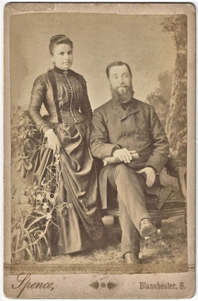 Item #010173 1878 – Cabinet card photo of missionary John Wright and his Persian wife, Shushan,...