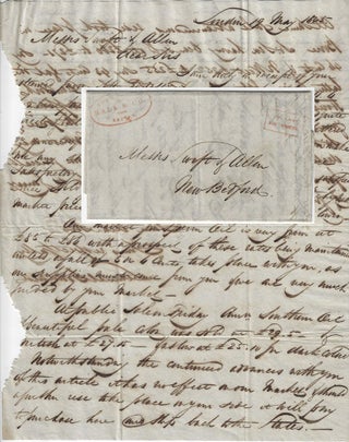 1845 & 1849 – Two letters sent by a commission agent in England to his associates in New Bedford discussing prices of whale products and, more importantly, the potential market for harpoon guns