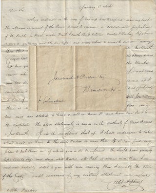 Item #010193 1805 – Letter describing the effects of the last Yellow Fever epidemic to strike...