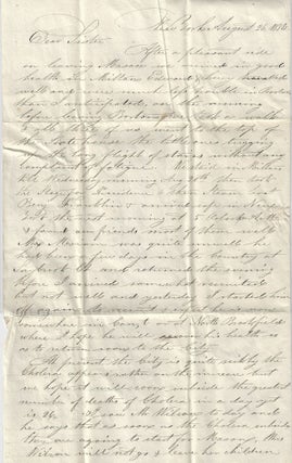 1834 – Letter discussing the effect of the Cholera epidemic that had raged in New York City for over a year
