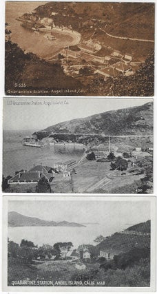 Item #010211 Circa 1900 - Three postcards showing quarantine and immigration facilities at Angel...