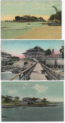 Item #010214 Circa 1925 – Three postcards showing quarantine stations that protected transit...