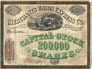 1868 – Stock Certificate issued by the Merchants Union Express Company immediately before...