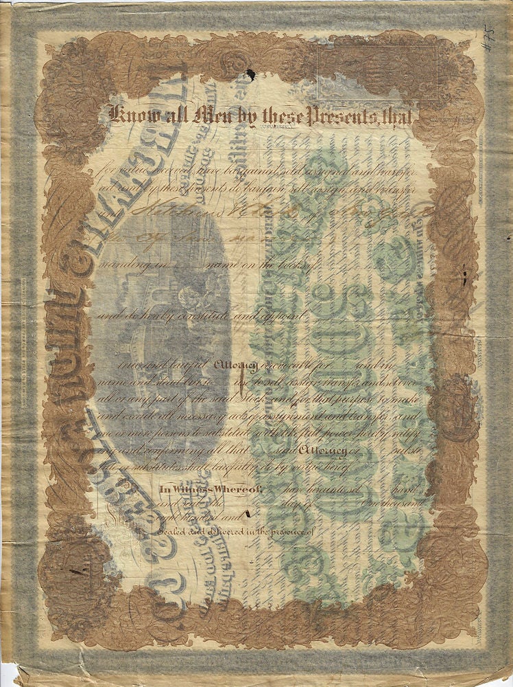 ビジネス・経済 How Many Strads? Our Heritage 1868 – Stock Certificate issued by the Merchants Union Express