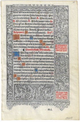 Item #010246 1507 - Illuminated Leaf from a Book of Hours in Latin. Paris: Thielman Kerver, circa...