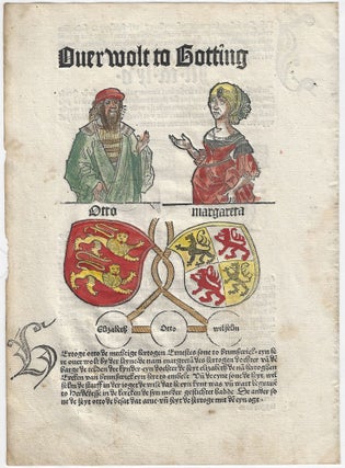 1492 - Hand-colored incunable leaf from the Cronecken der Sasson (Chronicles of...