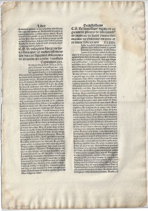 1480 – Incunable leaf from the Bible, in Latin