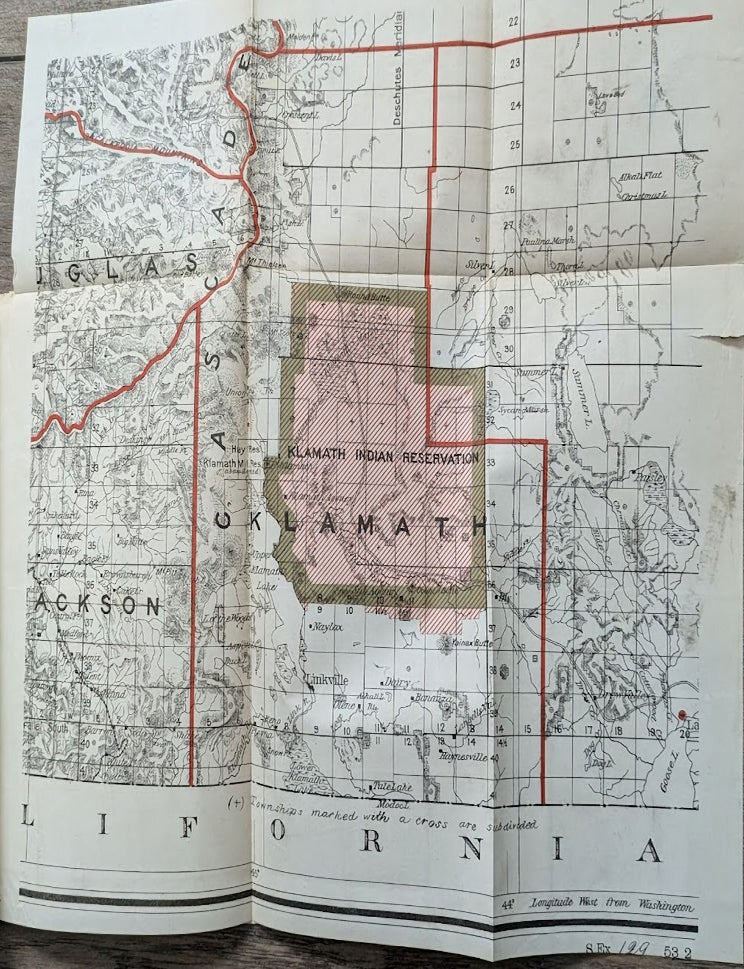 Item #010376 1887-1888 &ndash; Four maps of the Klamath Indian Reservation in Oregon that have been removed from an unidentified government publication. H. L. Muldrow.
