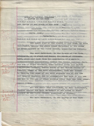 Item #010410 1939 &ndash;District Attorney&rsquo;s Thomas E. Dewey&rsquo;s indictment of Fritz Kuhn, the...