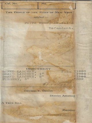 1939 &ndash;District Attorney&rsquo;s Thomas E. Dewey&rsquo;s indictment of Fritz Kuhn, the leader of the German-American Bund, on charges of embezzlement which resulted in his conviction and incarceration at Sing-Sing prison following an investigation ordered by New York Mayor Fiorello La Guardia