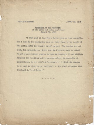 1945 – Reports of three federal investigations conducted to determine how the United States was caught unprepared by the Japanese sneak attack on Pearl Harbor along with a denial from President Truman claiming it was the American Public and not President Roosevelt who deserved the blame