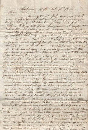 1840 – An exceptional political letter describing America’s first major nation-wide campaign rally, which was held in Erie, Pennsylvania for William Henry Harrison, the Whig candidate for president in the 1840 election